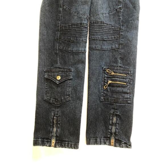 DG2 by Diane Gilman Dark ribbed Jeans skinny stretch zipper detail (28w X 30L) - Picture 3 of 5
